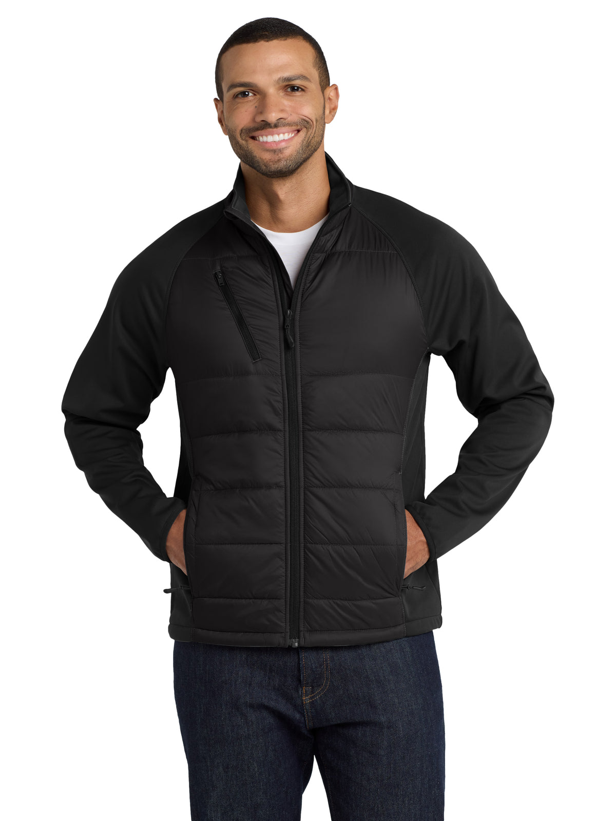 Men's Hybrid Soft Shell Jacket - J787 - Deep Black