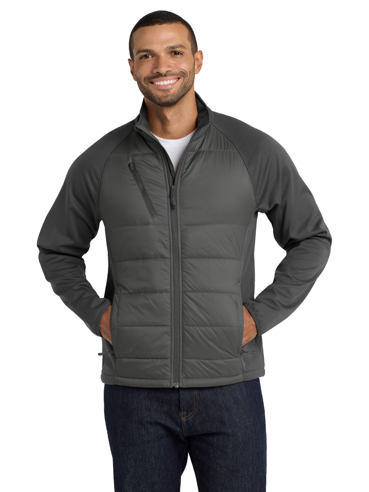 Men's Hybrid Soft Shell Jacket - J787 - Smoke Grey/Grey Steel