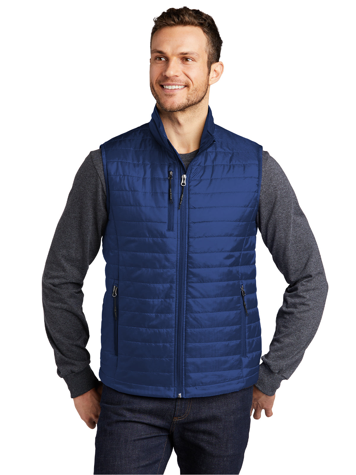 Men's Packable Puffy Vest - J851 - Cobalt Blue