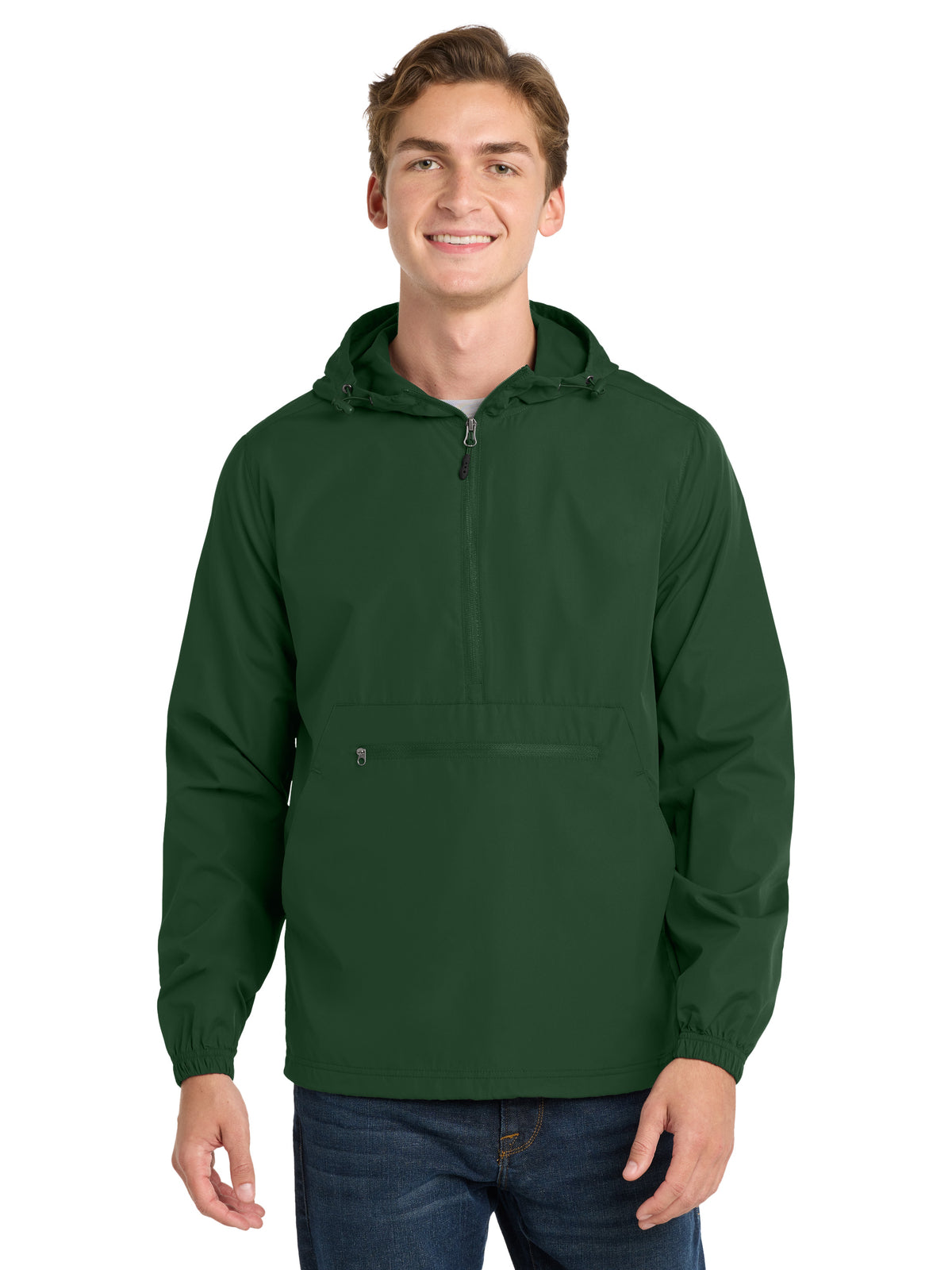 Men's Packable Anorak Jacket - JST66 - Forest Green