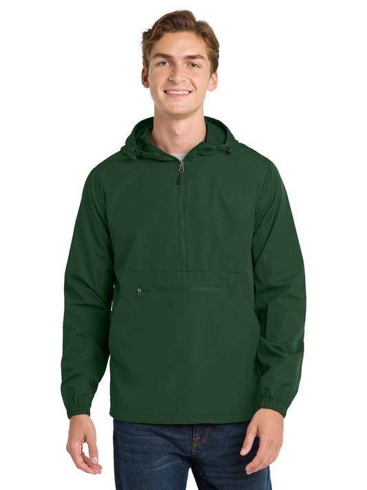 Men's Packable Anorak Jacket - JST66 - Forest Green