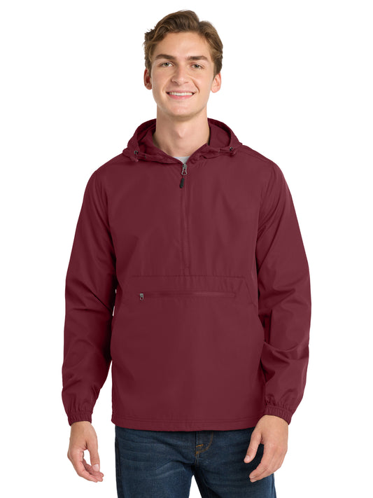 Men's Packable Anorak Jacket - JST66 - Maroon