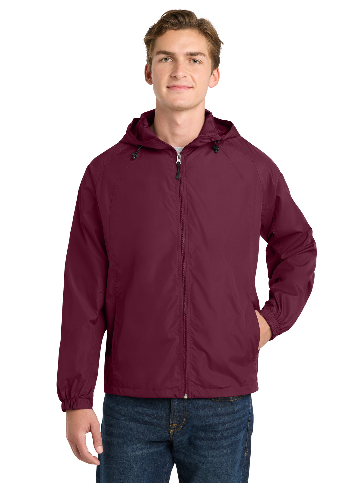 Men's Hooded Raglan Jacket - JST73 - Maroon