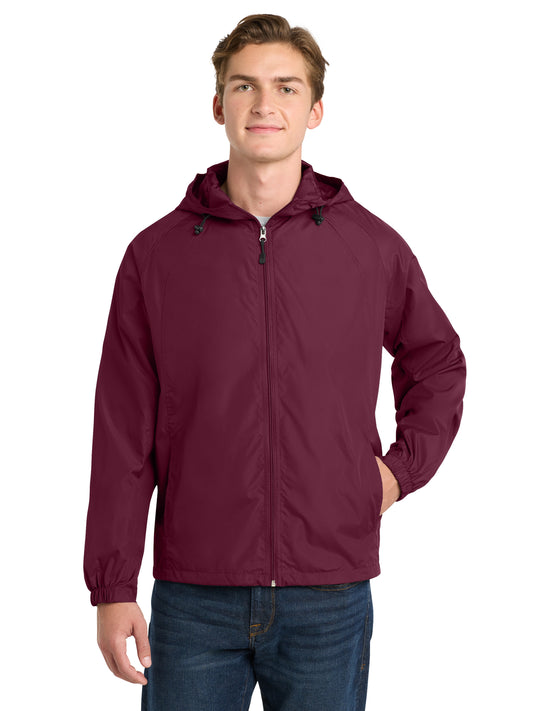 Men's Hooded Raglan Jacket - JST73 - Maroon