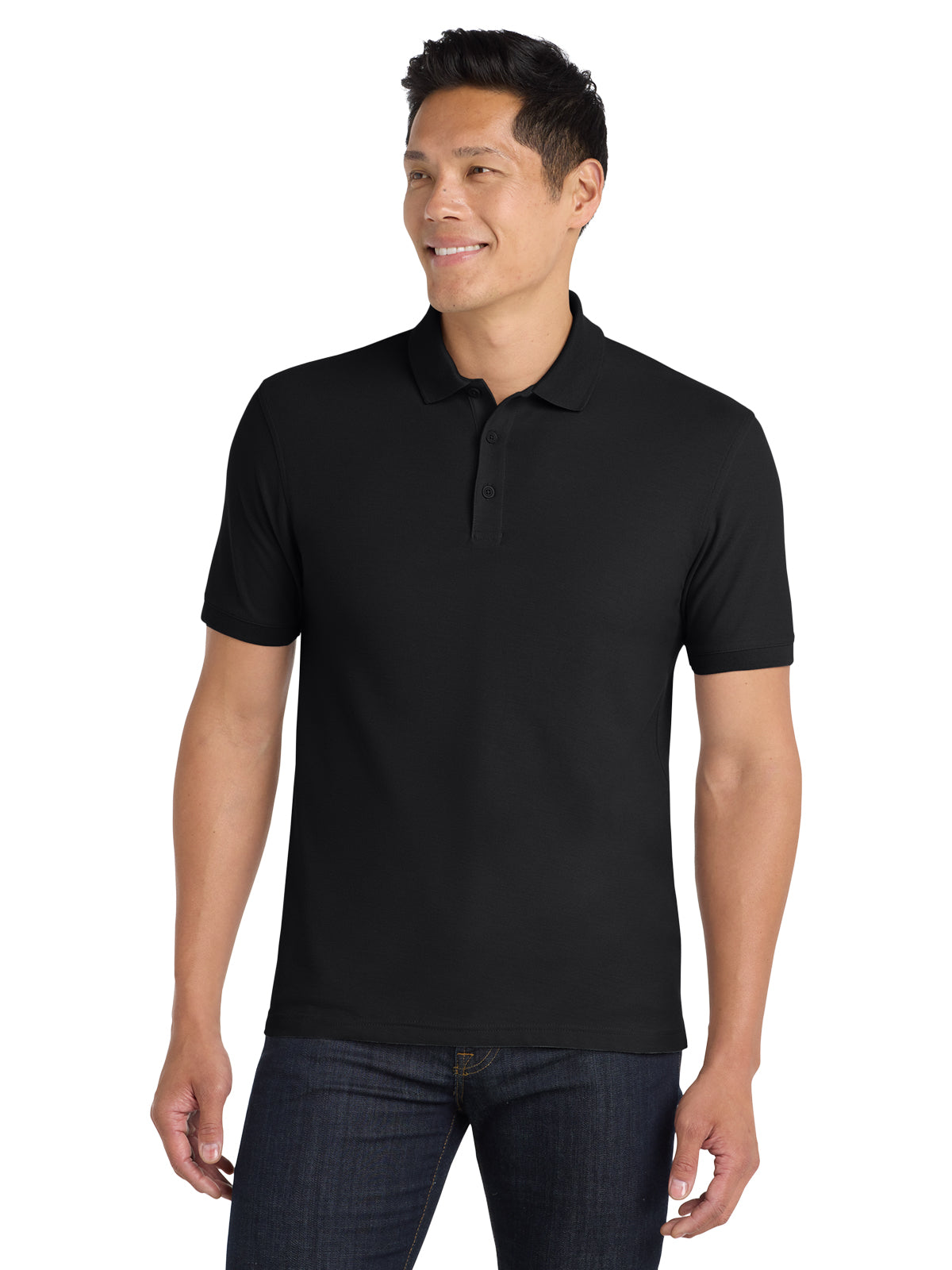 Men's Classic Pique Polo Shirt - K100 - Deep Black