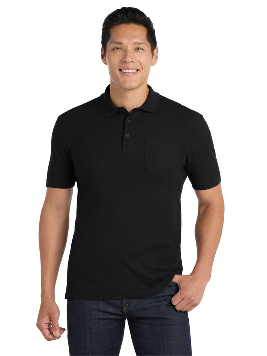 Men's Core Classic Pique Pocket Polo - K100P - Deep Black