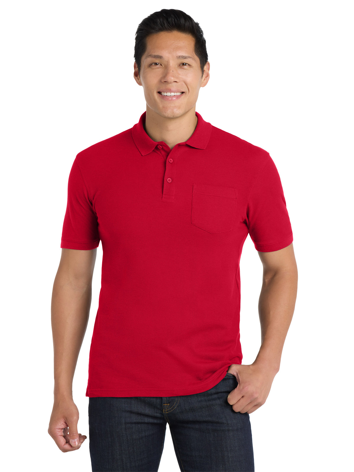 Men's Core Classic Pique Pocket Polo - K100P - Rich Red