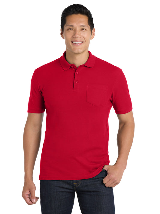 Men's Core Classic Pique Pocket Polo - K100P - Rich Red