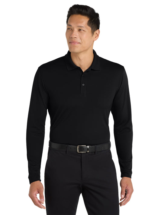 Men's Dry Zone UV Micro-Mesh Long Sleeve Polo - K110LS - Deep Black