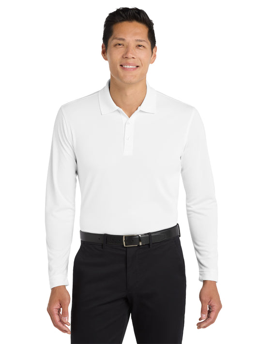 Men's Dry Zone UV Micro-Mesh Long Sleeve Polo - K110LS - White