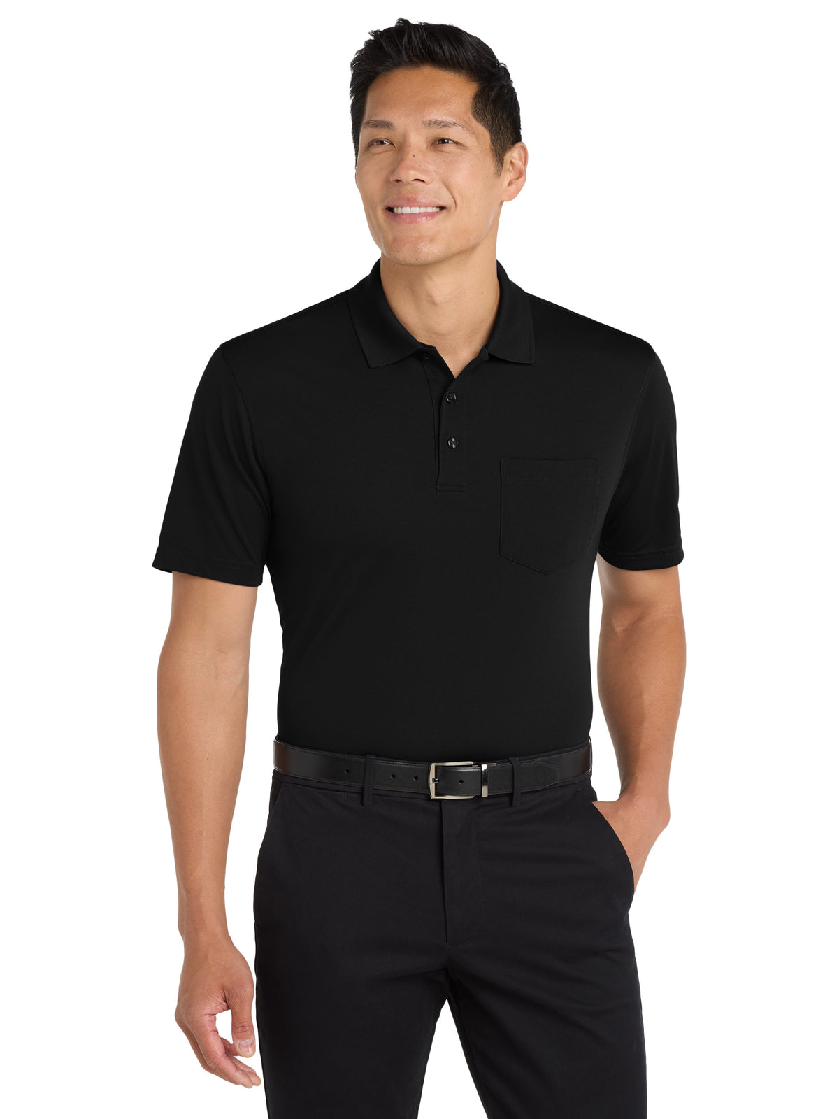 Men's Dry Zone UV Micro-Mesh Pocket Polo - K110P - Deep Black