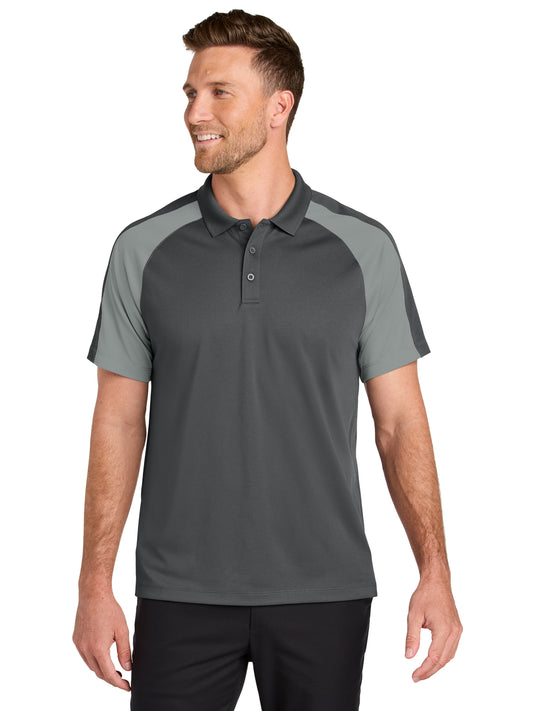 Men's Pocketless Moisture Wicking Colorblock Polo - K247 - Storm Grey/ Gusty Grey