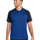 Men's Pocketless Moisture Wicking Colorblock Polo - K247 - True Royal/ Black