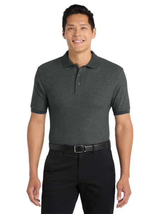Men's Extended Size Silk Touch Polo - K500ES - Charcoal Heather Grey