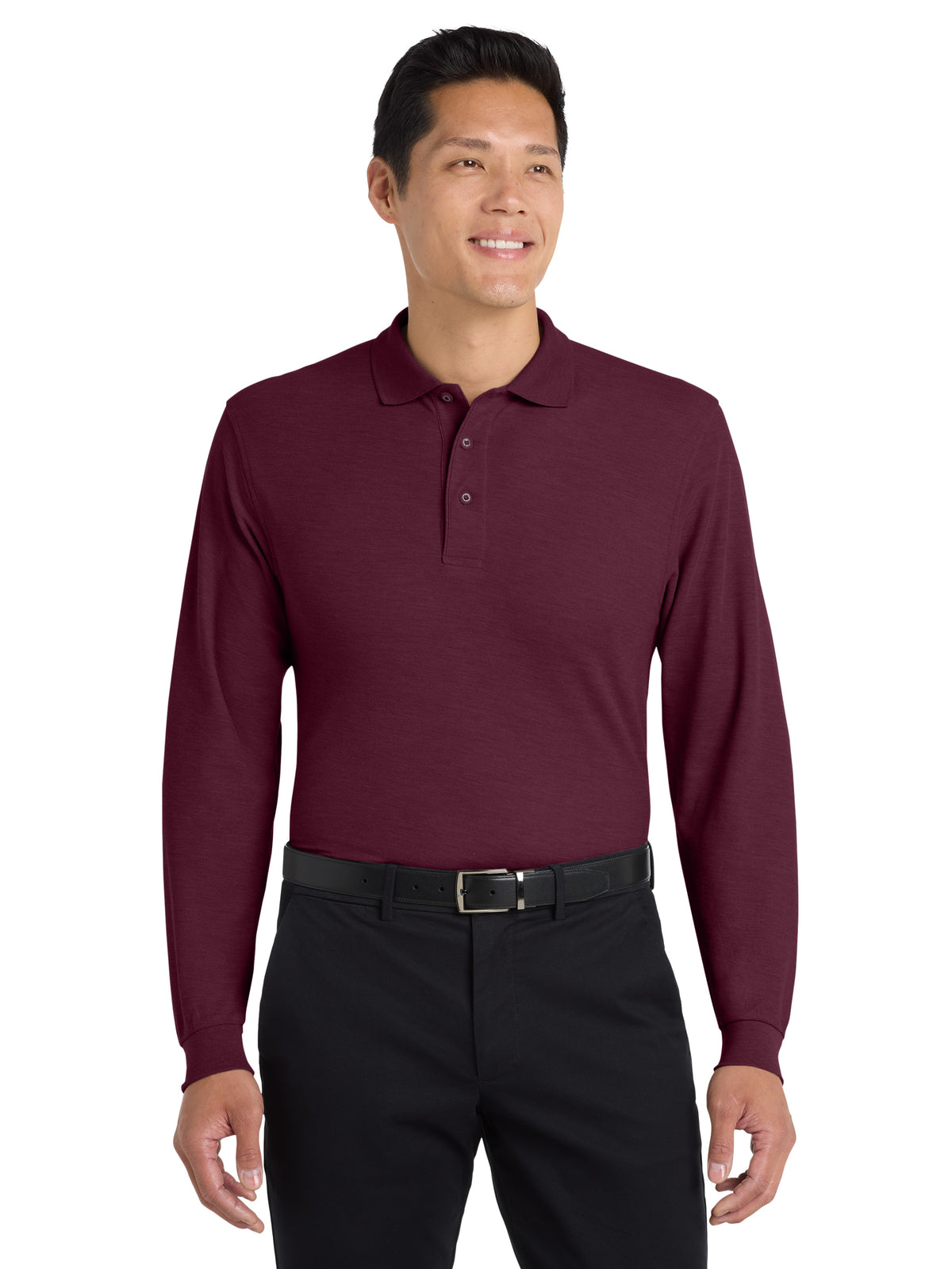 Men's Long Sleeve Polo - K500LS - Burgundy