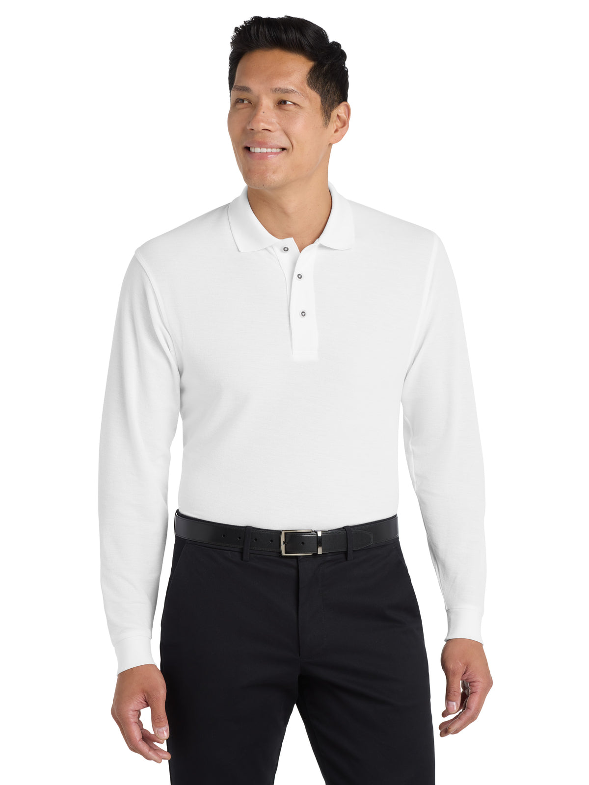 Men's Long Sleeve Polo - K500LS - White