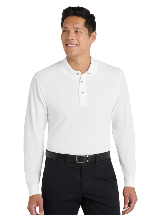 Men's Long Sleeve Polo - K500LS - White