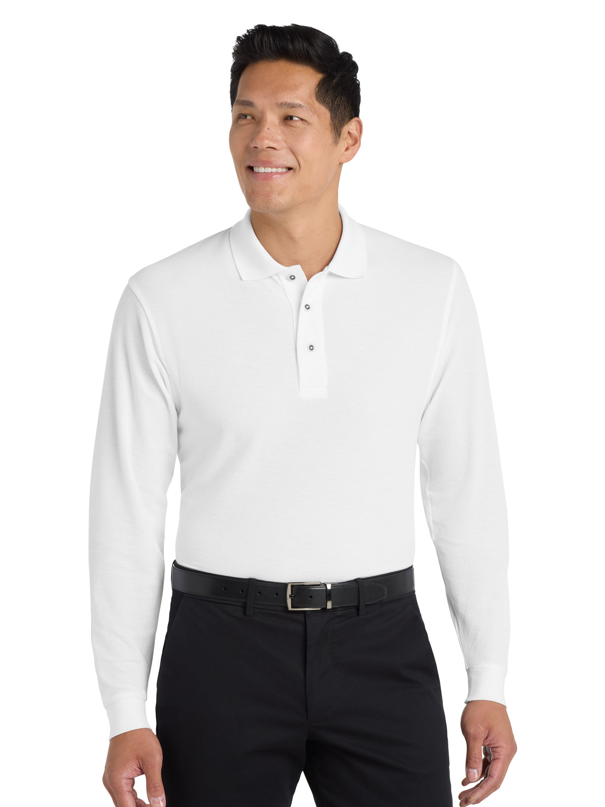 Men's Long Sleeve Polo - K500LS - White
