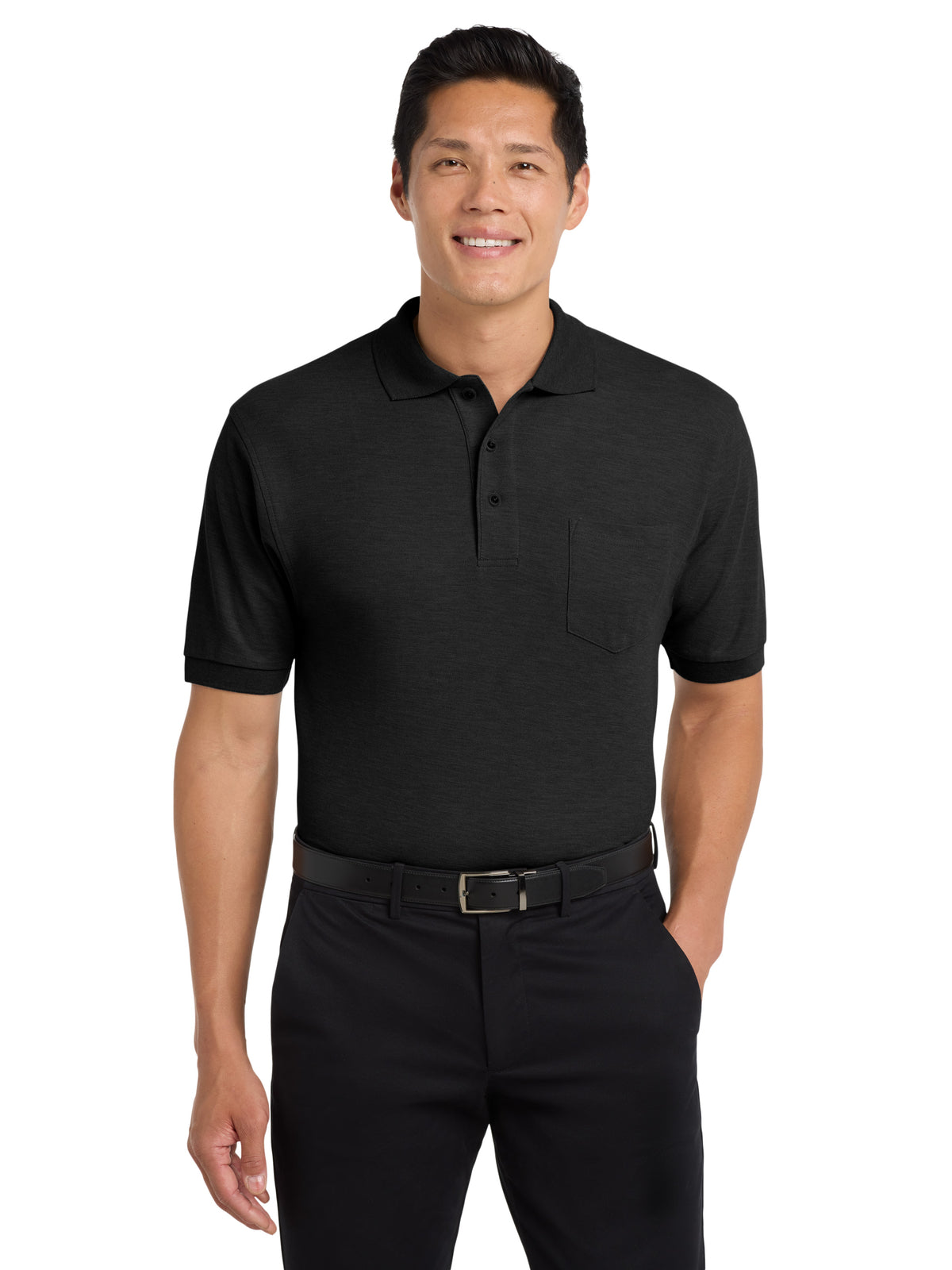 Men's Silk Touch Polo with Pocket - K500P - Black