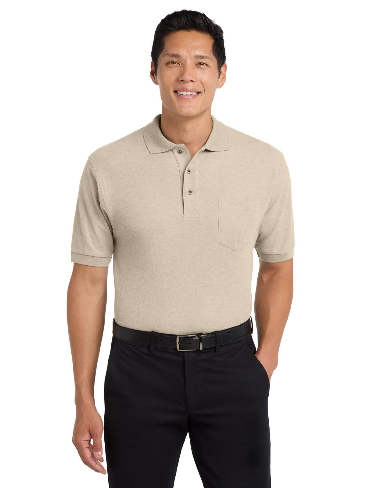 Men's Silk Touch Polo with Pocket - K500P - Stone
