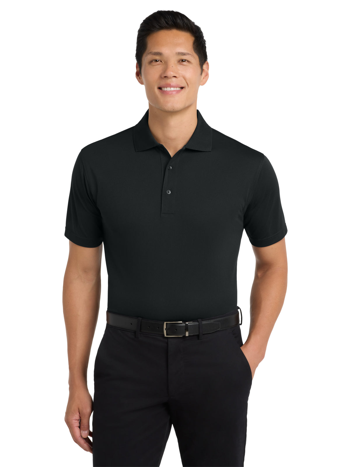 Men's Pocketless Tech Pique Polo - K527 - Black