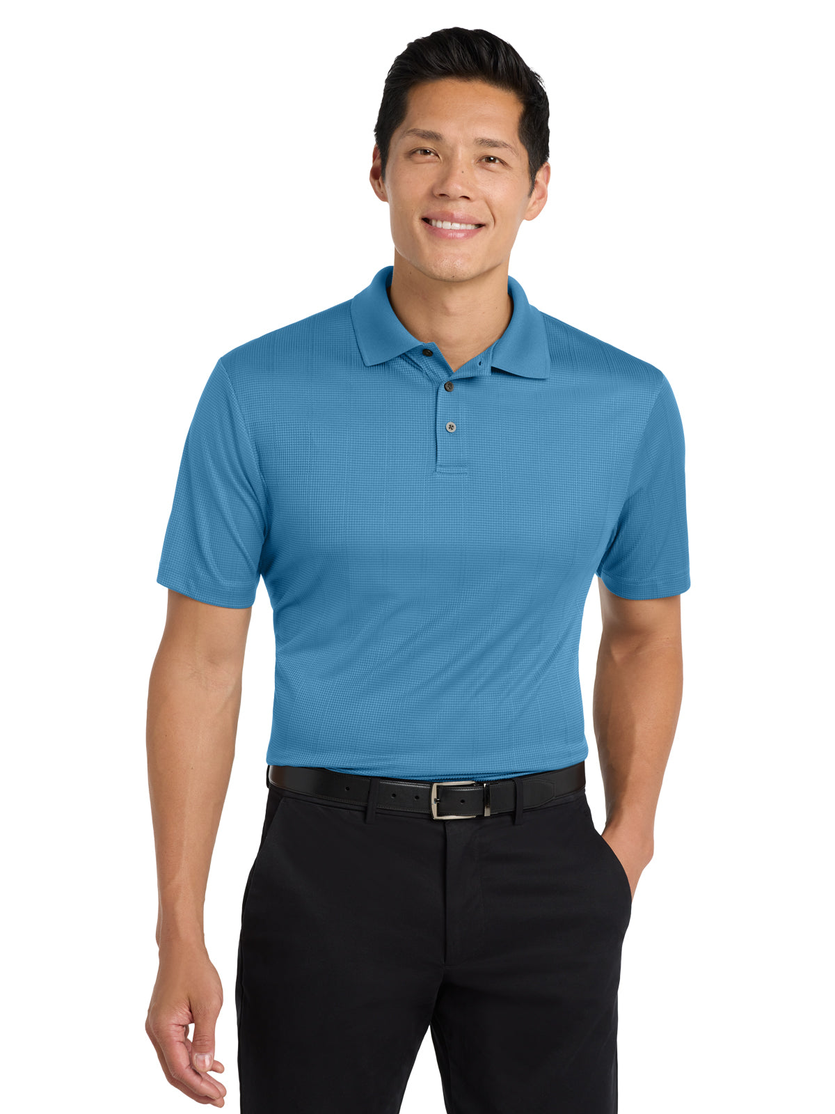 Men's Fine Jacquard Polo - K528 - Ocean Blue