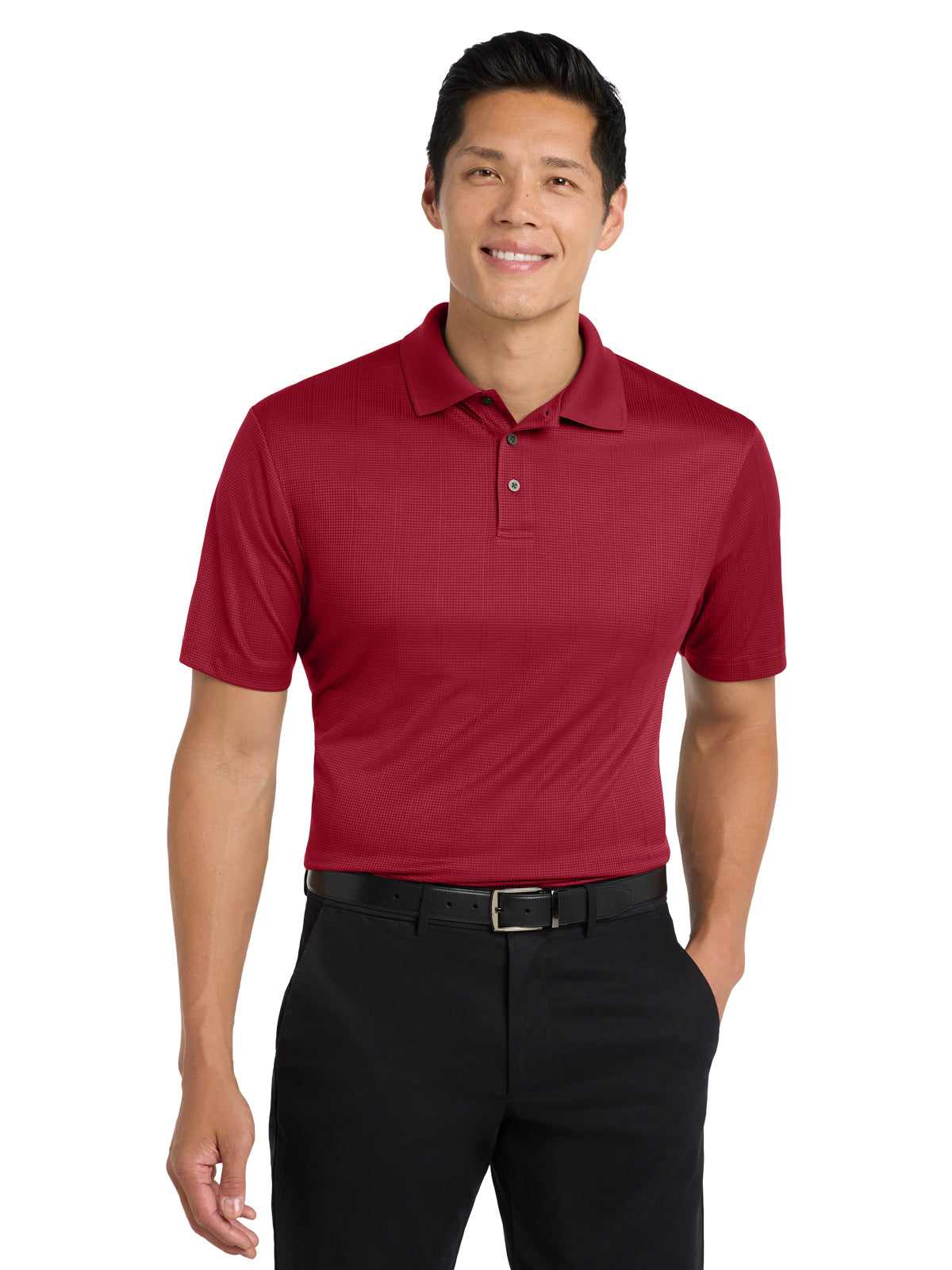 Men's Fine Jacquard Polo - K528 - Rich Red