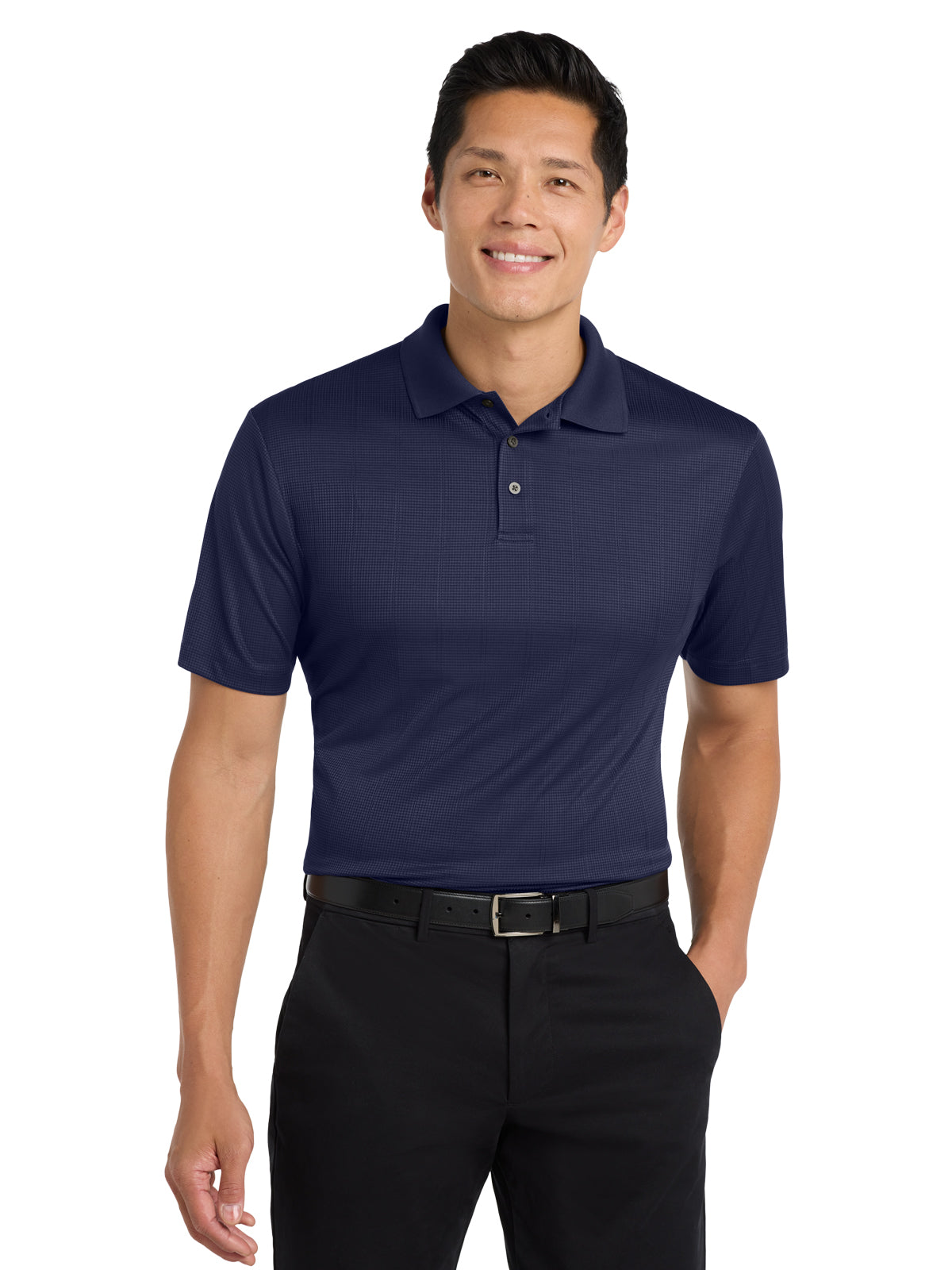 Men's Fine Jacquard Polo - K528 - True Navy