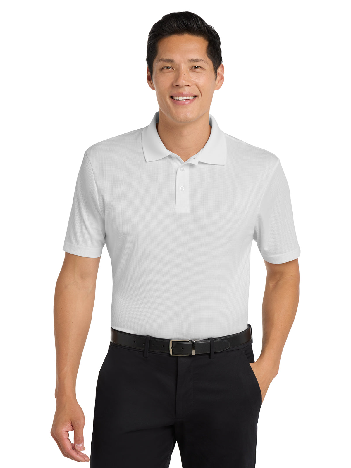 Men's Fine Jacquard Polo - K528 - White