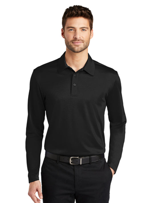Men's Pocketless Performance Long Sleeve Polo - K540LS - Black