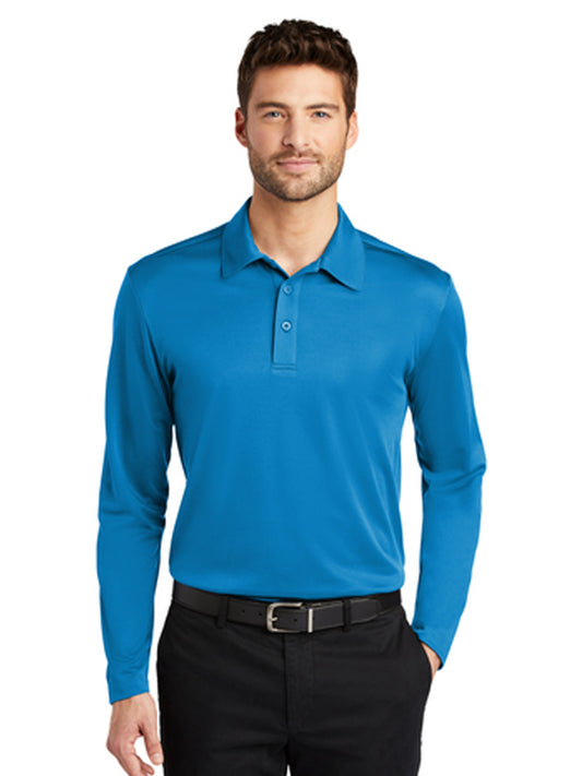 Men's Pocketless Performance Long Sleeve Polo - K540LS - Brilliant Blue