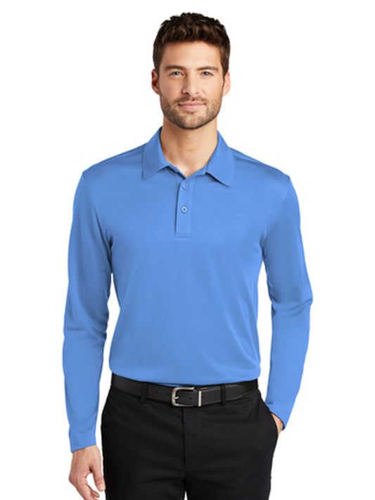 Men's Pocketless Performance Long Sleeve Polo - K540LS - Carolina Blue