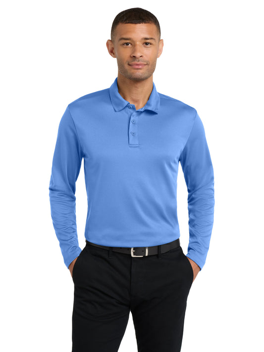 Men's Pocketless Performance Long Sleeve Polo - K540LS - Carolina Blue