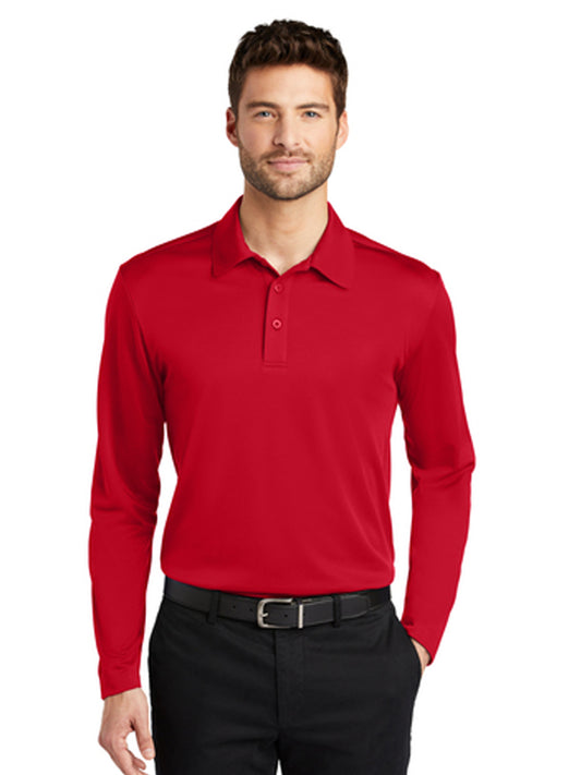 Men's Pocketless Performance Long Sleeve Polo - K540LS - Red