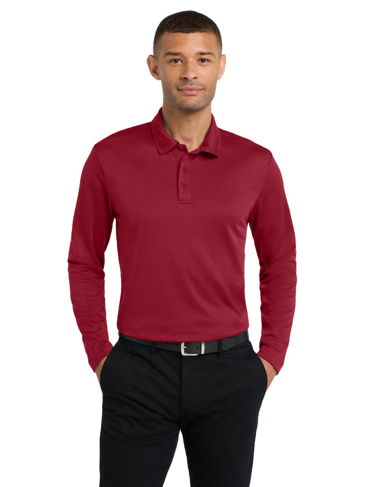Men's Pocketless Performance Long Sleeve Polo - K540LS - Red