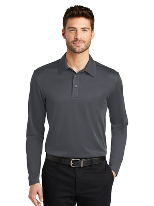 Men's Pocketless Performance Long Sleeve Polo - K540LS - Steel Grey