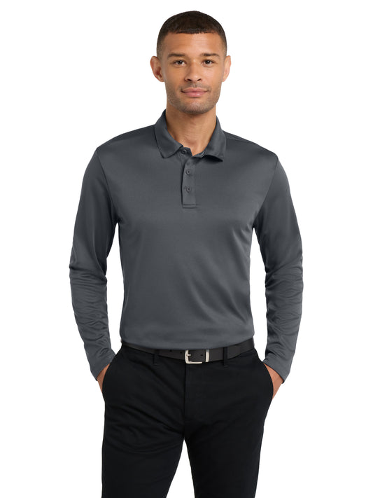 Men's Pocketless Performance Long Sleeve Polo - K540LS - Steel Grey