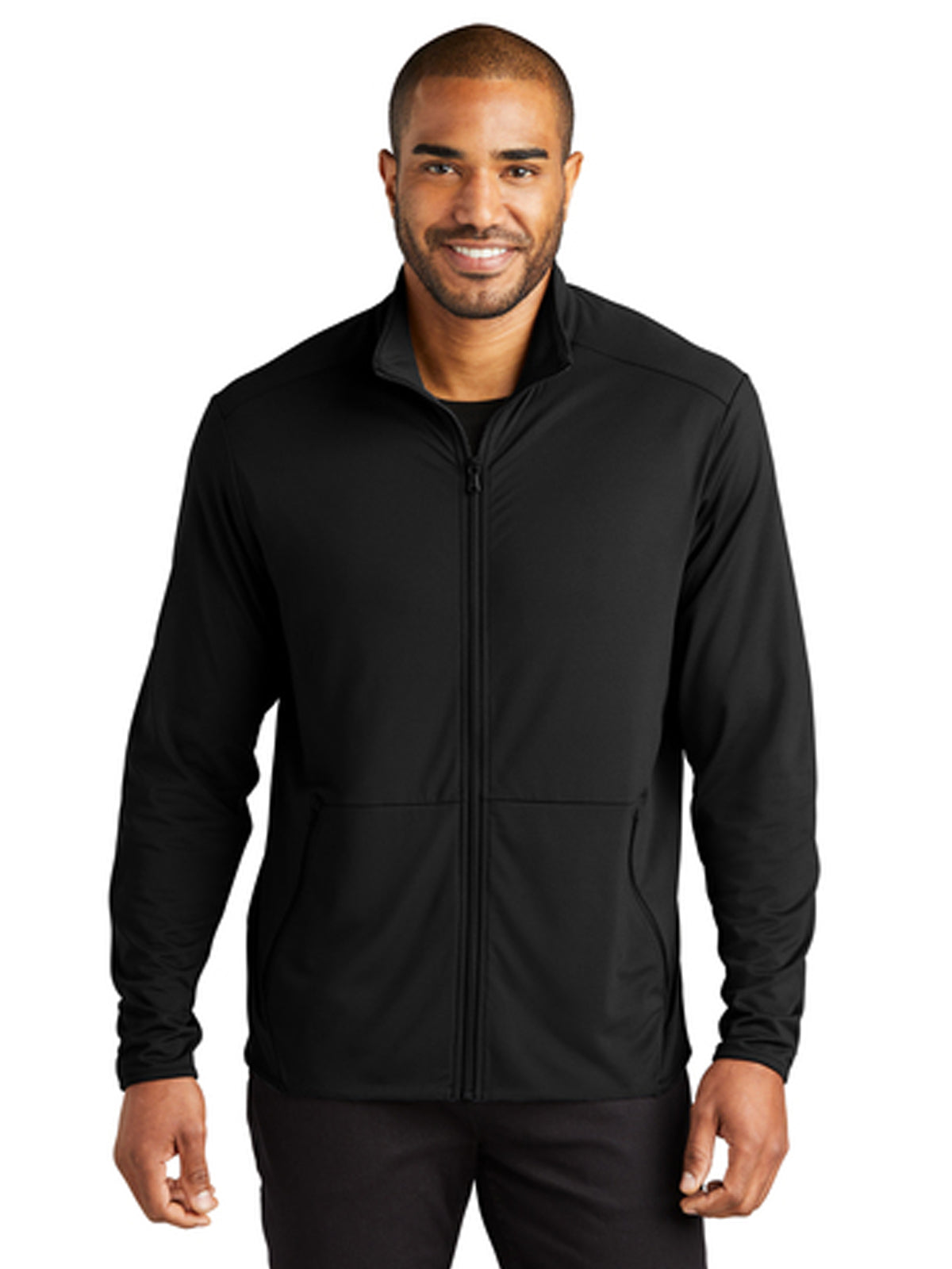 Men's 2-Pocket Stretch Fleece Full-Zip Jacket - K595 - Black