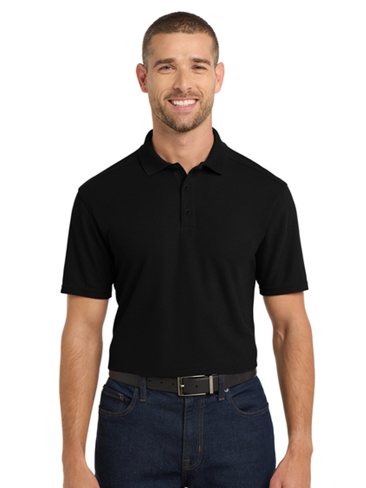 Men's Pocketless EZPerfomance Pique Polo - K600 - Black