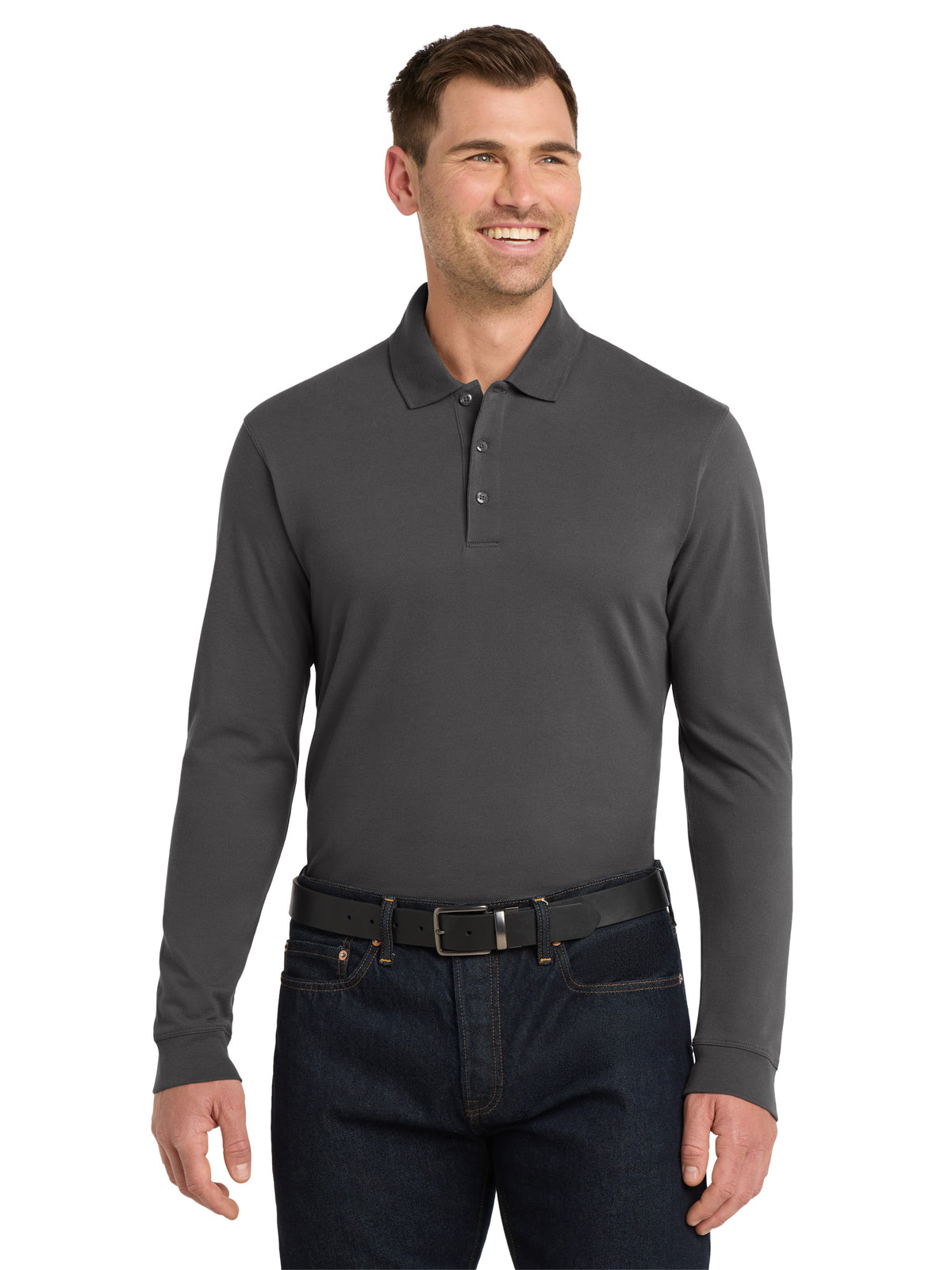 Men's EZCotton Long Sleeve Polo - K8000LS - Sterling Grey
