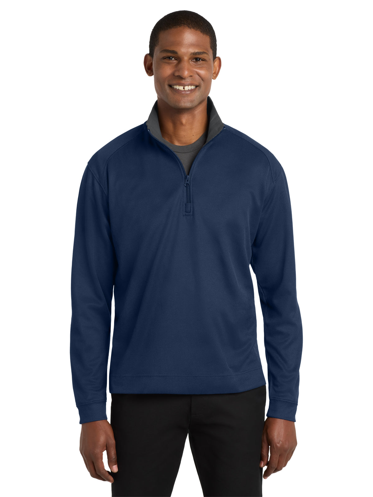 Men's Vertical Texture 1/4-Zip Sweatshirt - K805 - Regatta Blue/Iron Grey