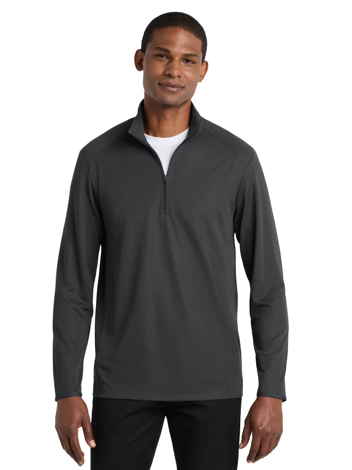 Men's Pinpoint Mesh Half-Zip Pullover - K806 - Battleship Grey