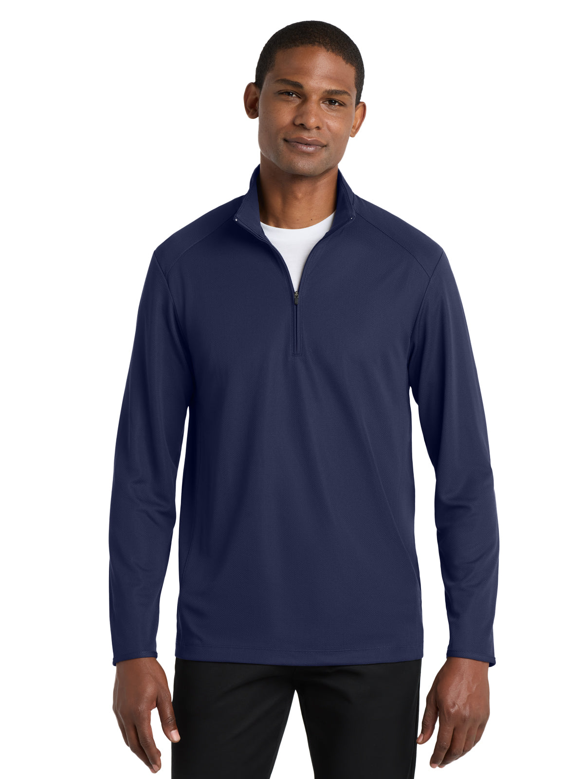 Men's Pinpoint Mesh Half-Zip Pullover - K806 - True Navy