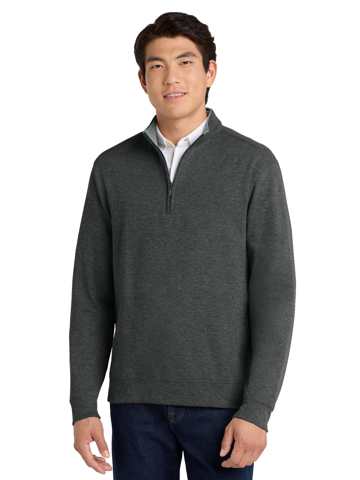 Men's 1/4 Zip Sweatshirt - K807 - Charcoal Heather/Medium Heather Grey