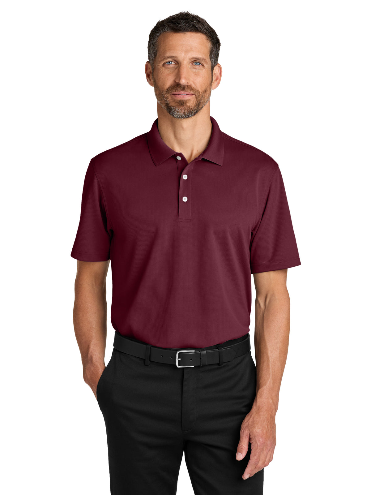 Men's Dry Zone Stain-Release Grid Polo - K845 - Club Burgundy