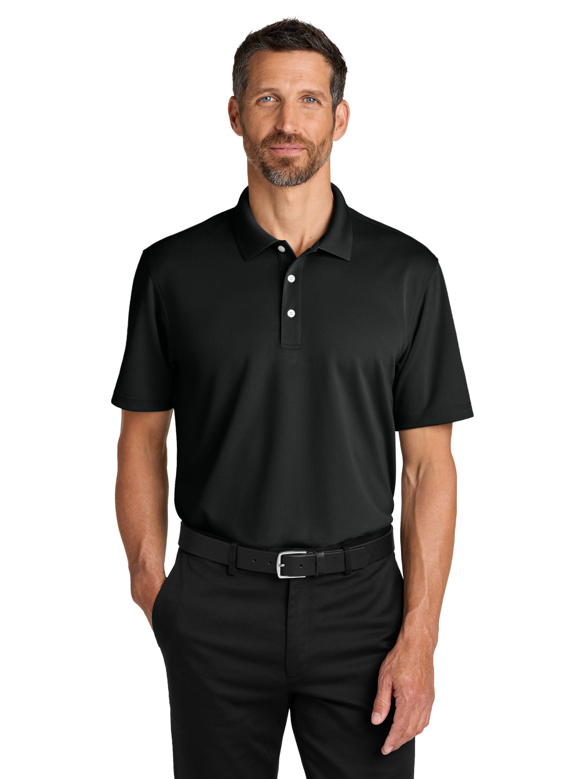 Men's Dry Zone Stain-Release Grid Polo - K845 - Deep Black