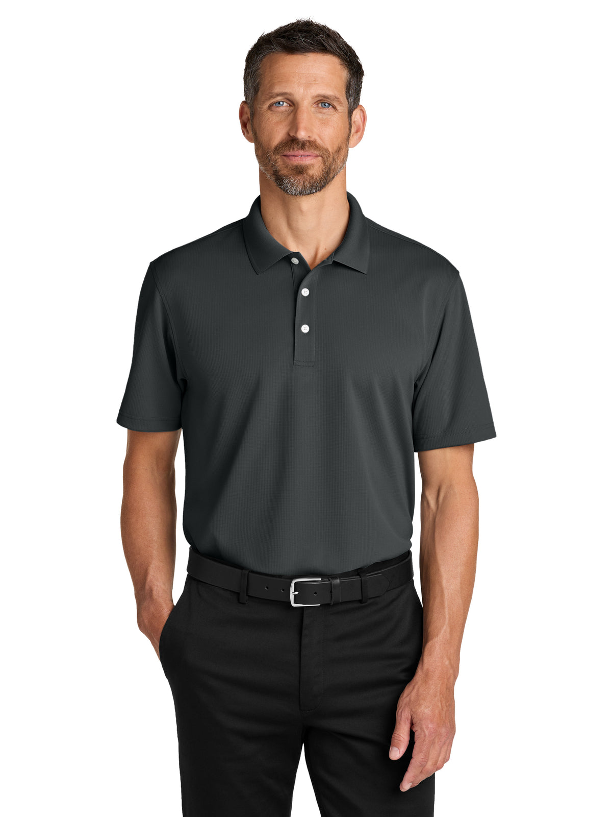 Men's Dry Zone Stain-Release Grid Polo - K845 - Seal Grey