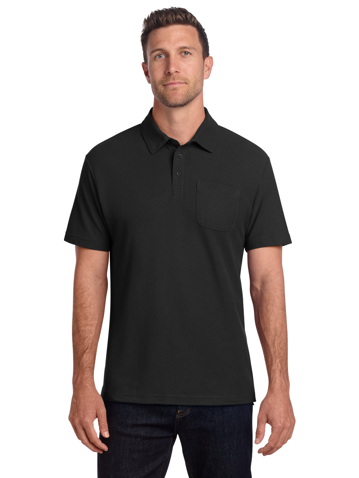 Men's C-FREE Cotton Blend Pique Pocket Polo - K868 - Black