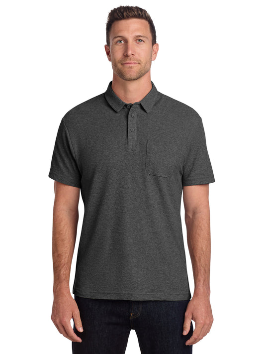 Men's C-FREE Cotton Blend Pique Pocket Polo - K868 - Charcoal Heather