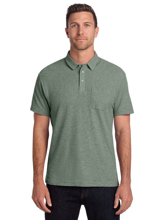 Men's C-FREE Cotton Blend Pique Pocket Polo - K868 - Dark Green Heather